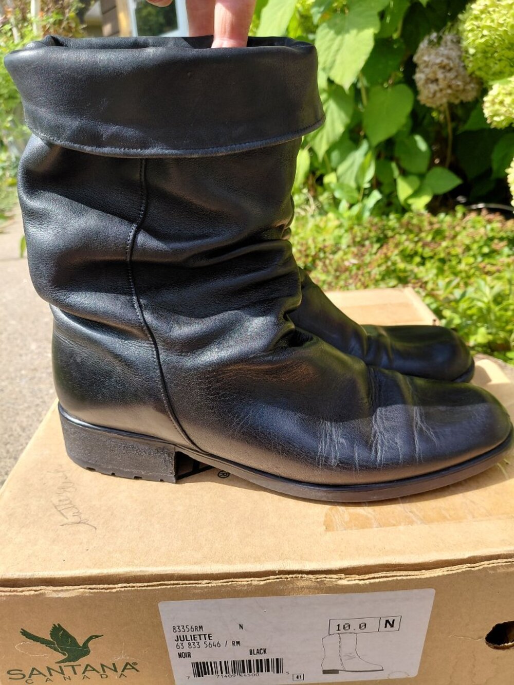 Santana Black Leather Pull On Mid Slouch Cuff Insulated Winter Boot Women 10 N